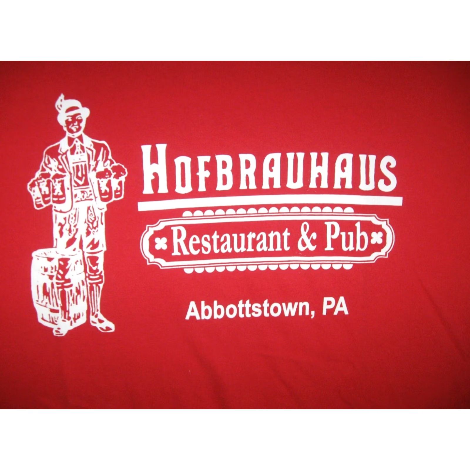 Gildan VINTAGE Hofbrauhaus Restaurant & Pub vtg T Shirt Men's LRG Red Gildan Cotton Graphic Print Beer City Music Patriotic 90s Mens Size US L / EU 52-54 / 3 - 3 Thumbnail