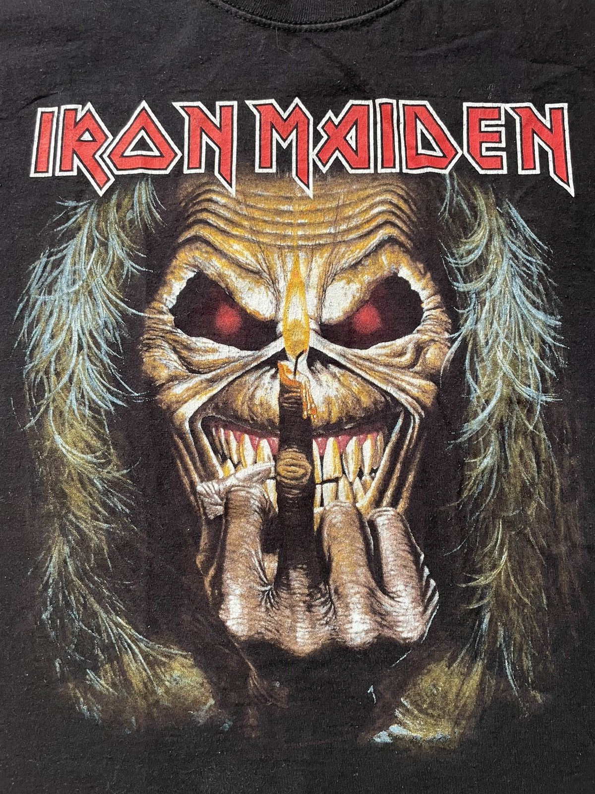 Band Tees × Iron Maiden × Vintage IRON MAIDEN Vintage Crazy T Shirt Eddie Candle Finger 2007 Size US XL / EU 56 / 4 - 2 Thumbnail