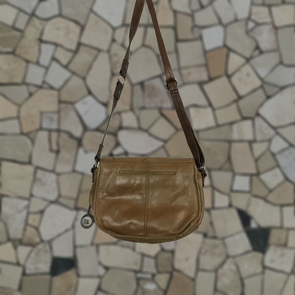 The Sak VINTAGE The Sak Leather Purse Crossbody Womens Brown N/A Good 1892 Peace Sign Crossbody Bag Women Size ONE SIZE - 1 Thumbnail