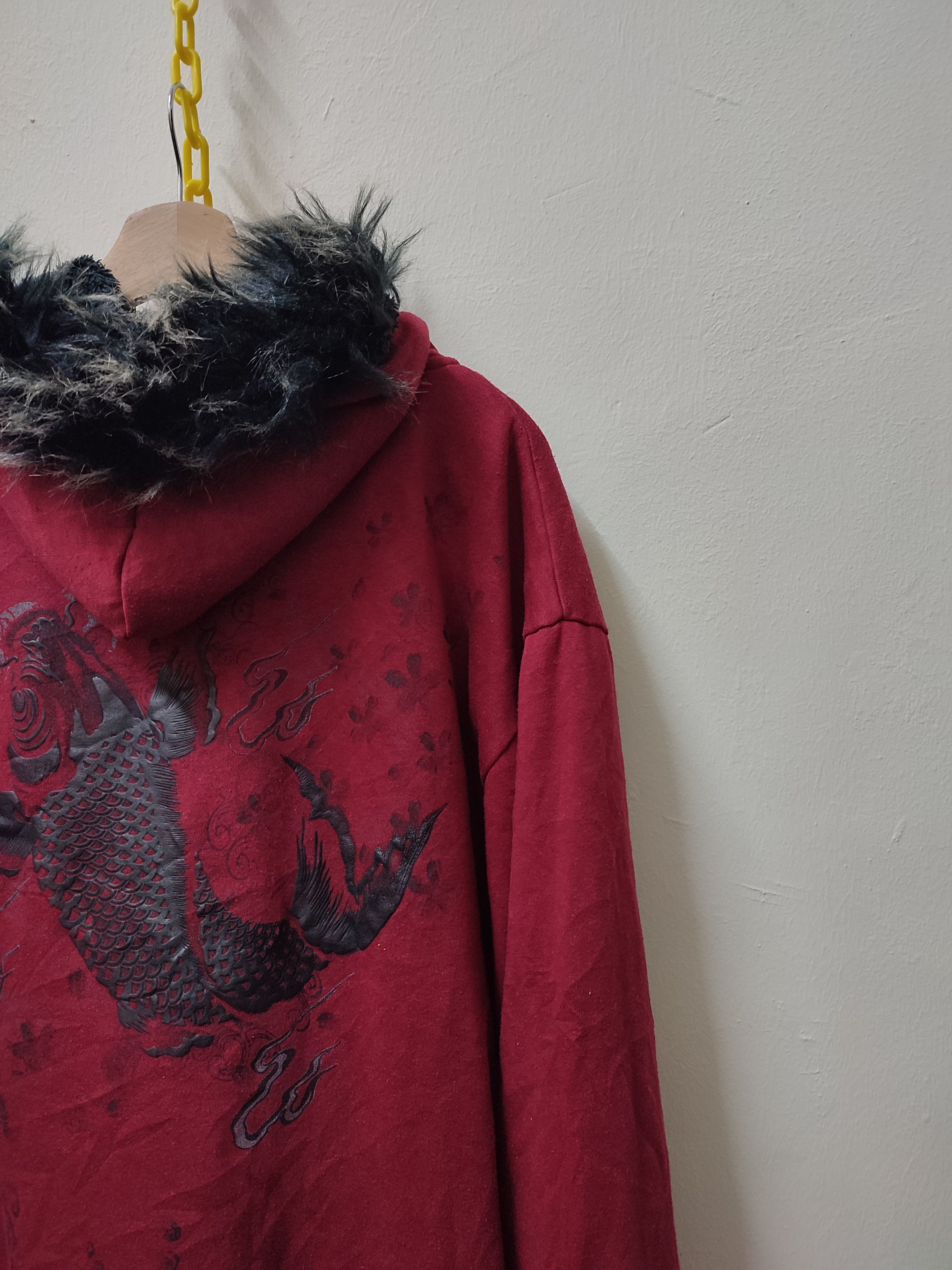 Japanese Brand Fur Sukajan Fish Koi Zip Up Hoodies Size US XL / EU 56 / 4 - 12 Thumbnail