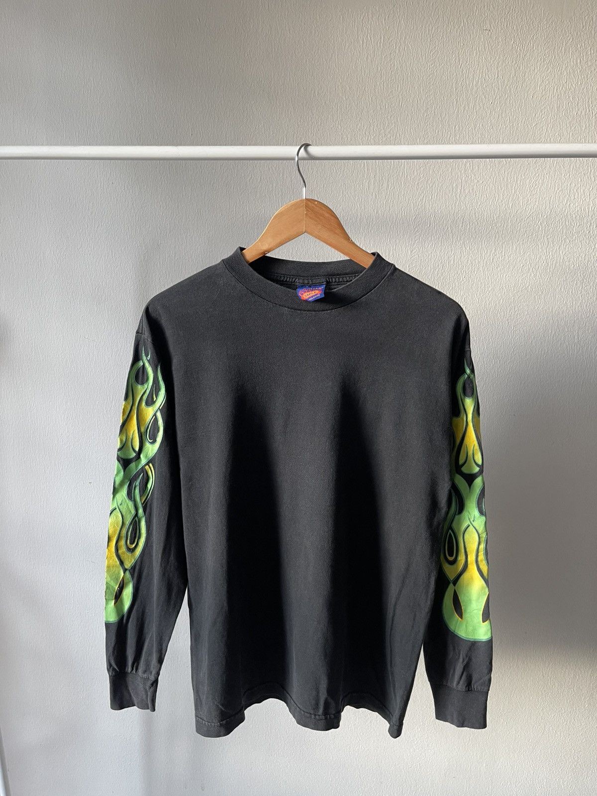 Vintage 90s Archaic Smile Green Flame Shirt Size US M / EU 48-50 / 2 - 2 Thumbnail