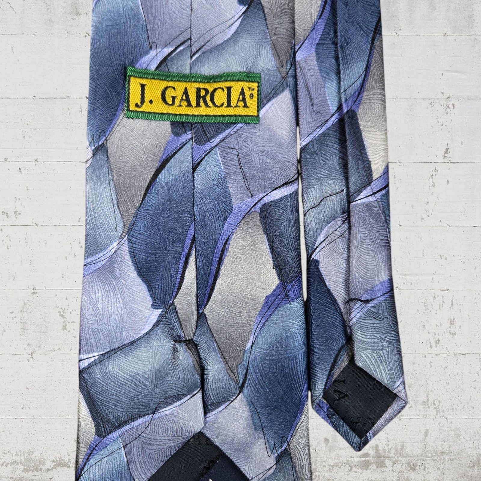Vintage Vintage Blue Geometric Silk 90s Tie Size ONE SIZE - 4 Thumbnail