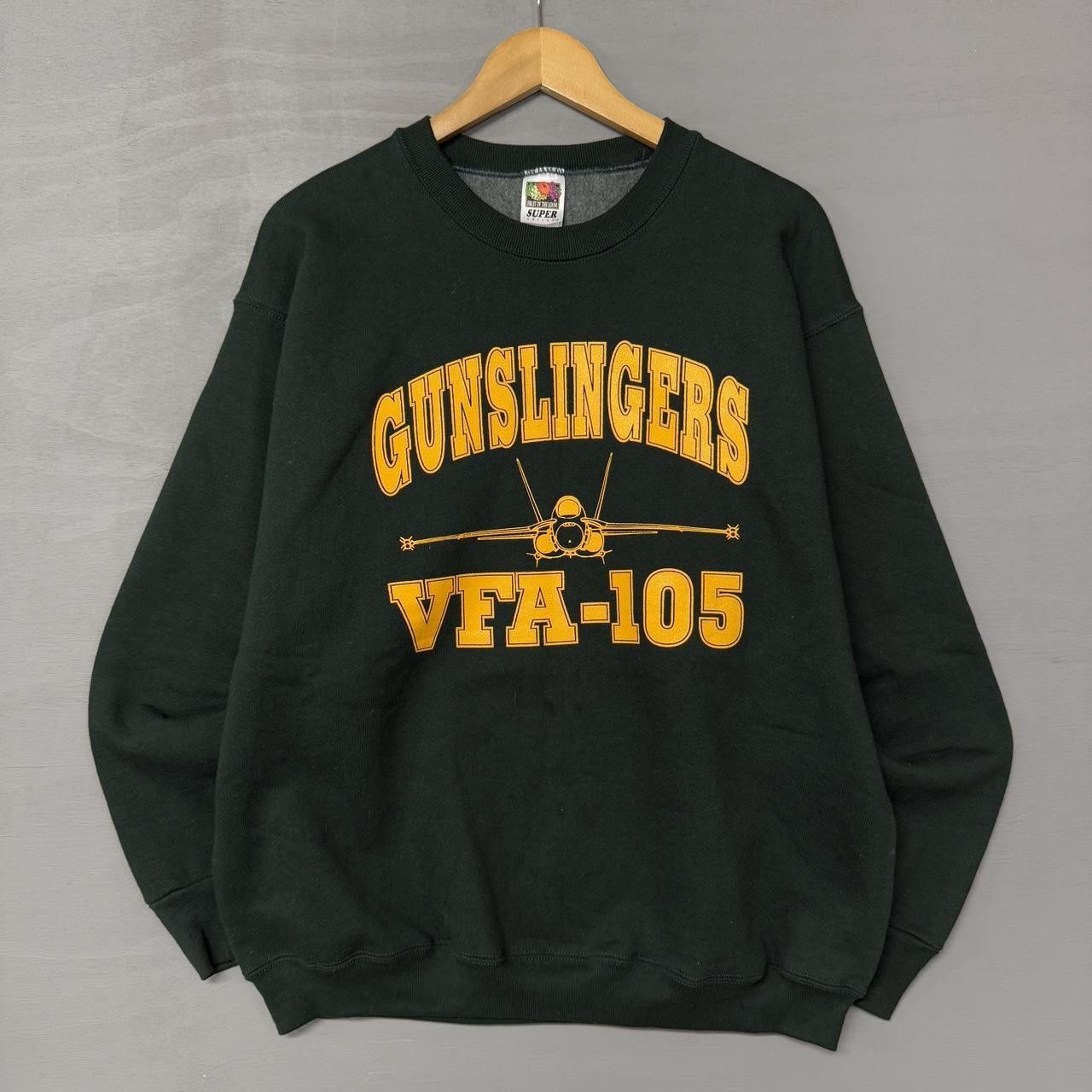 Vintage Vintage Gunslingers FVA-105 Jet Army Sweatshirt Green Large Size US L / EU 52-54 / 3 - 1 Thumbnail