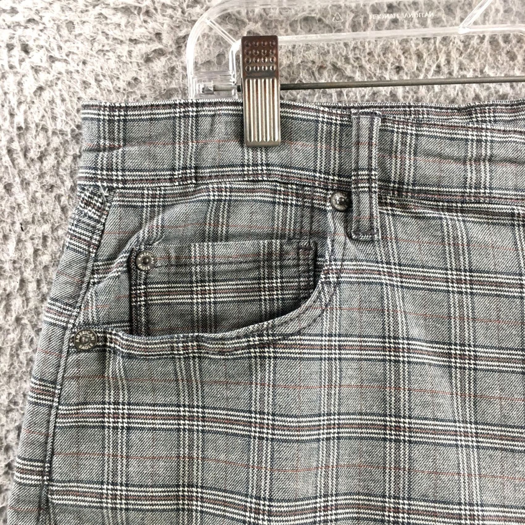American Eagle Outfitters American Eagle Outfitters Mom Straight Pants Womens 18R Gray Plaid Cotton Blend High Rise Size 40" / US 18 - 3 Thumbnail