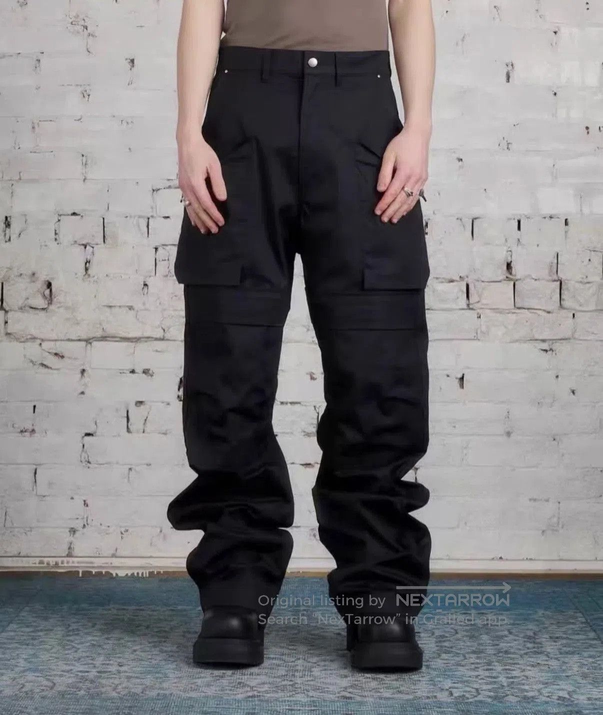 Rick Owens Black Cargo Pants with Multiple Pockets Size 34. Size US 34 / EU 50 - 7 Thumbnail