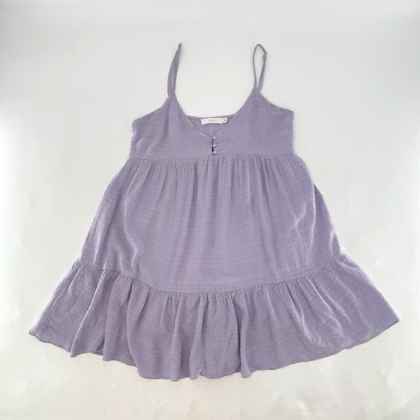 Vintage Lush Mini Dress Lavender Purple Tiered Button Front Sleeveless S Women’s Casual Summer Flowey Rayon Dress Size S / US 4 / IT 40 - 4 Thumbnail