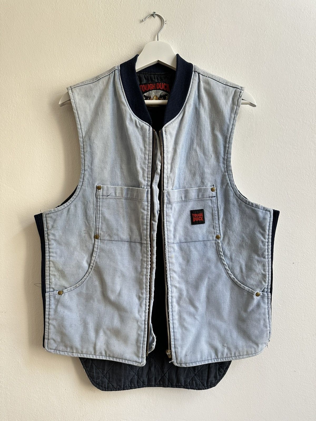 Vintage Tough Duck Made in Canada Faded Baby Blue Unisex Vest Size US S / EU 44-46 / 1 - 1 Thumbnail