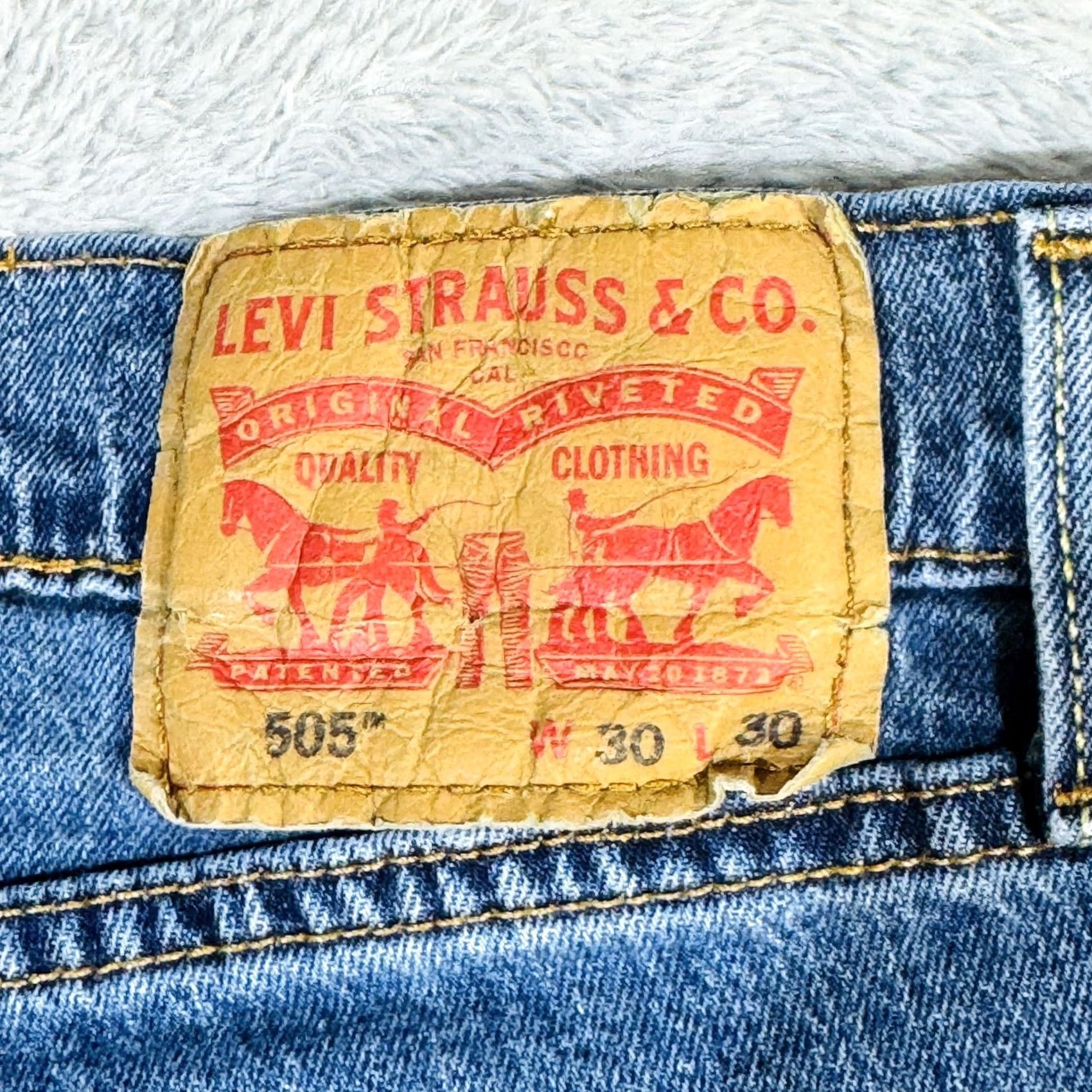 Levi's Levi's 505 Jeans Mens 30x30 Blue Medium Wash Straight Denim Zip Fly Regular Fit Size US 30 / EU 46 - 7 Thumbnail