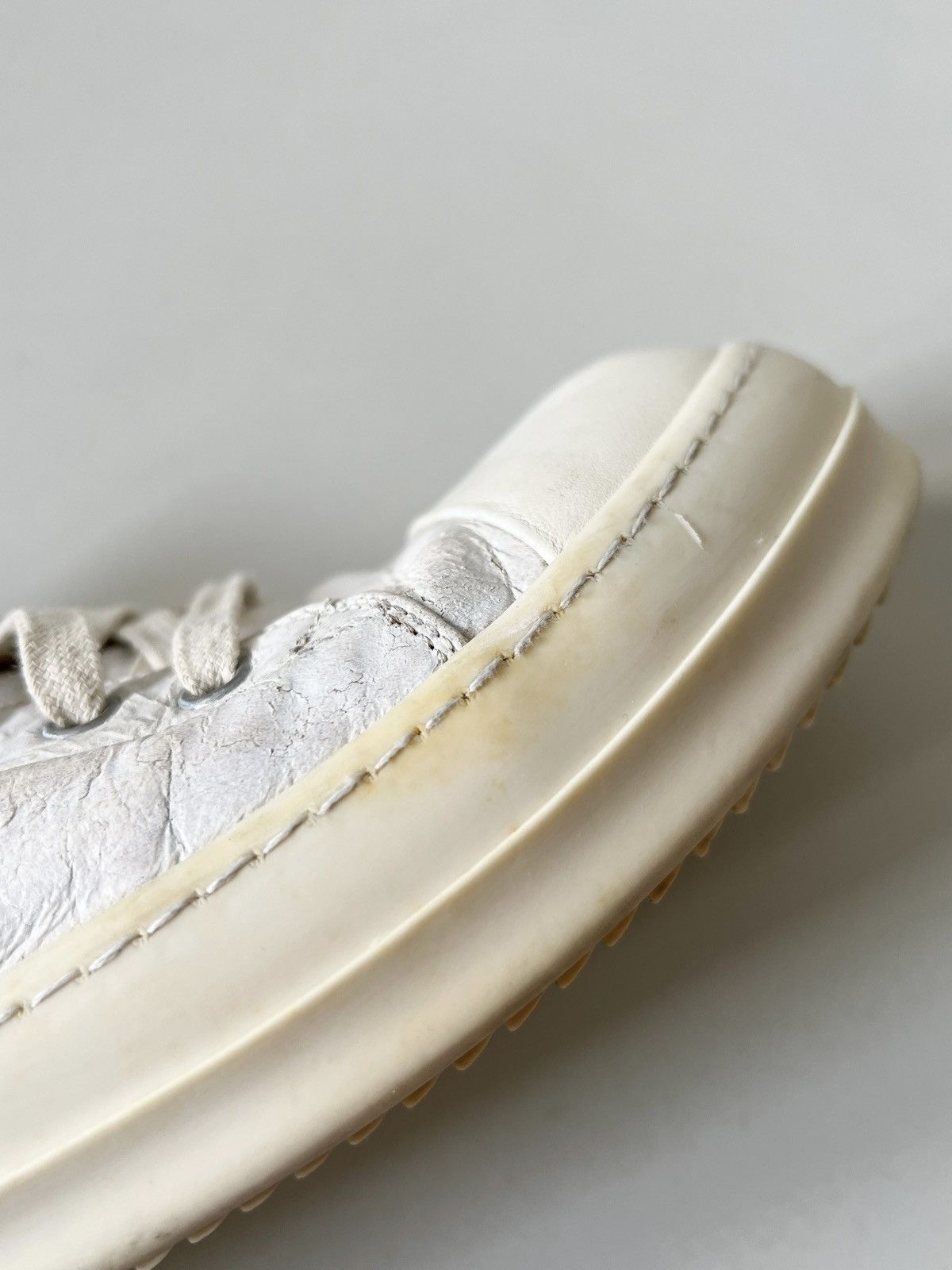 Rick Owens Rick Owens White Painted Leather Low Ramones Size US 8 / EU 41 - 18 Thumbnail