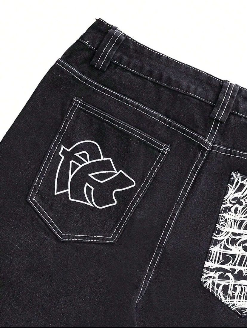 Other Men's Embroidered Printed Denim Shorts Size US 38 / EU 54 - 3 Thumbnail