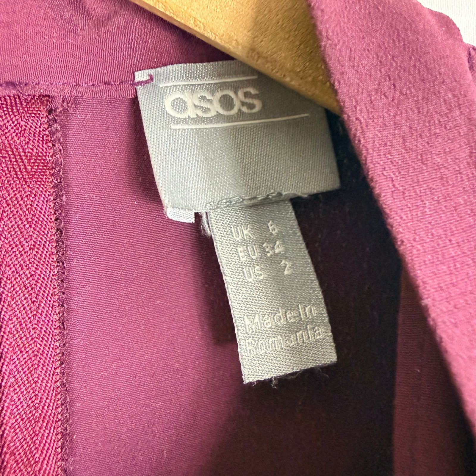 Asos ASOS Burgundy Tie Neck Wide Leg Jumpsuit Long Sleeve Size 2 Size 26" / US 2 / IT 38 - 6 Thumbnail