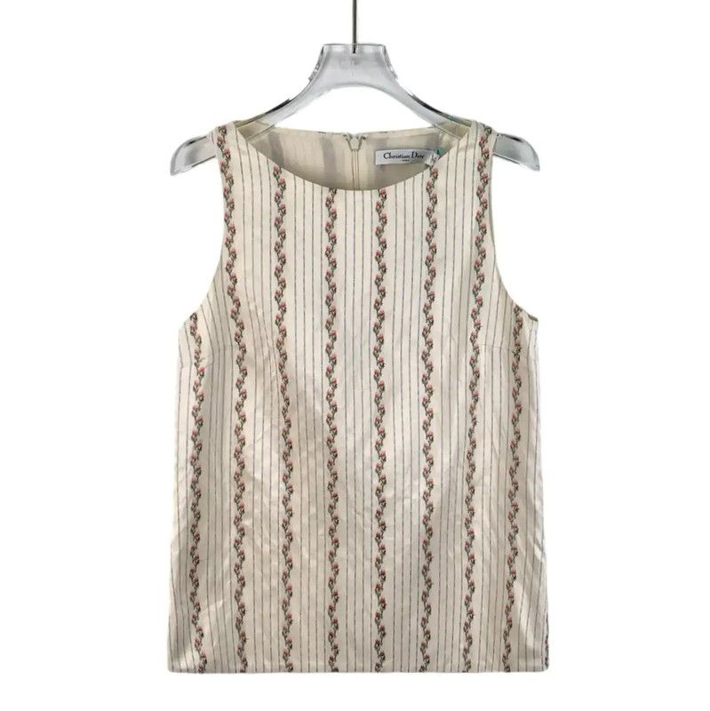 Dior Dior Beige Silk Women's T-Shirt 0089 Size XS / US 0-2 / IT 36-38 - 1 Thumbnail