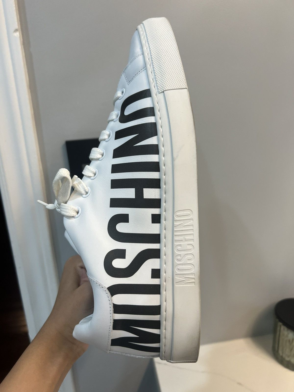 Moschino Moschino Logo-Printed Lace-Up Sneakers Size US 11 / EU 44 - 3 Thumbnail