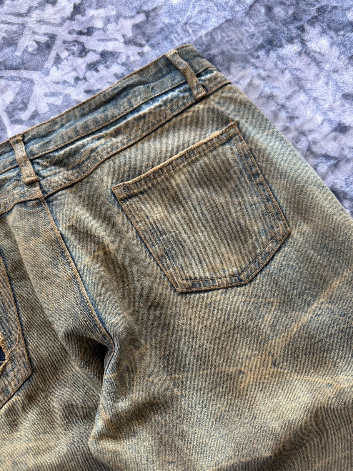 Le Grande Bleu (L.G.B.) 2000s Distressed Mud Wash Check plaid Patched Japanase Jeans Size US 29 - 19 Thumbnail