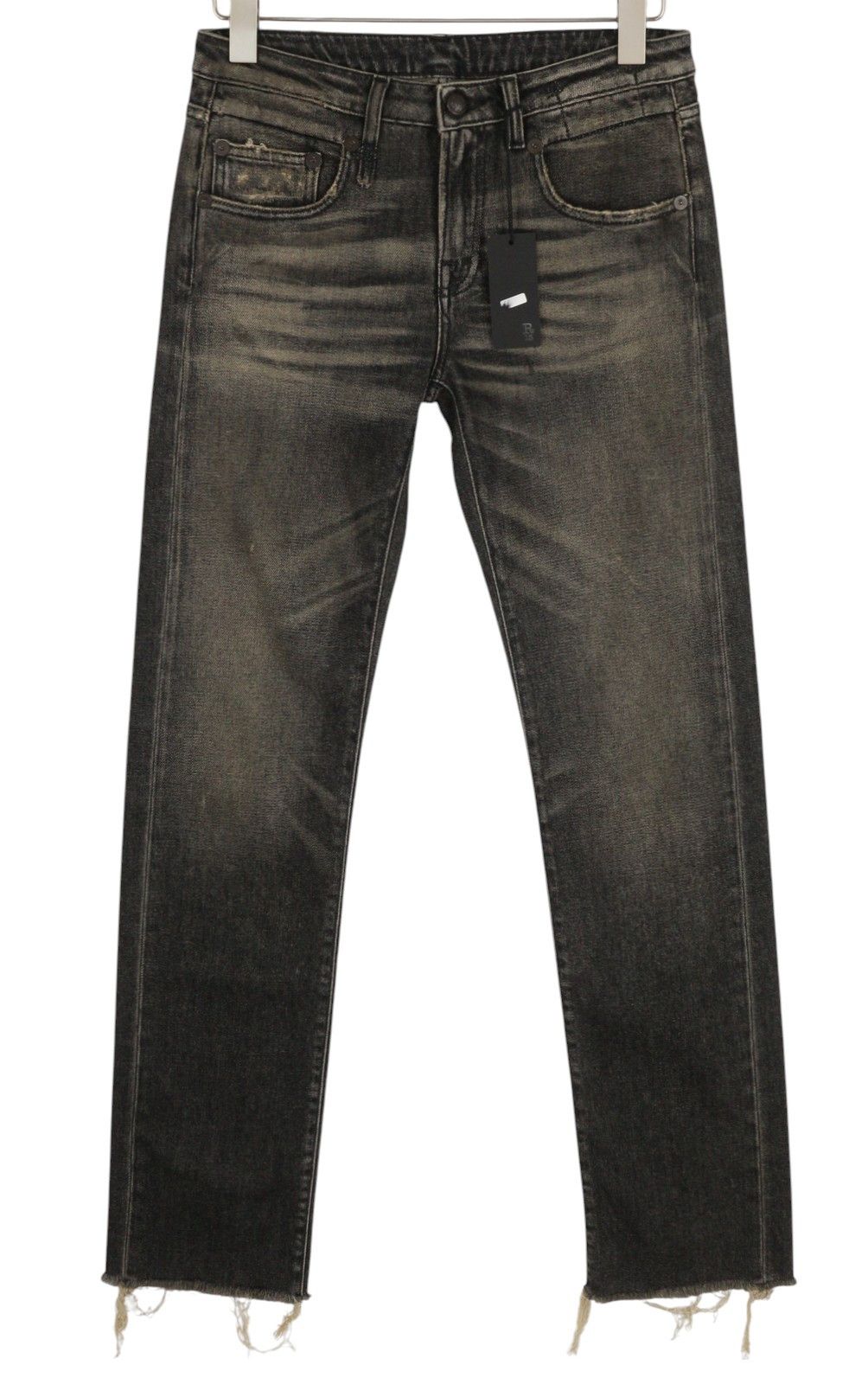 R13 TOBI SLIM 27 Washed Distress Zip Straight Abbey 84443 Size 27" / US 4 / IT 40 - 2 Thumbnail