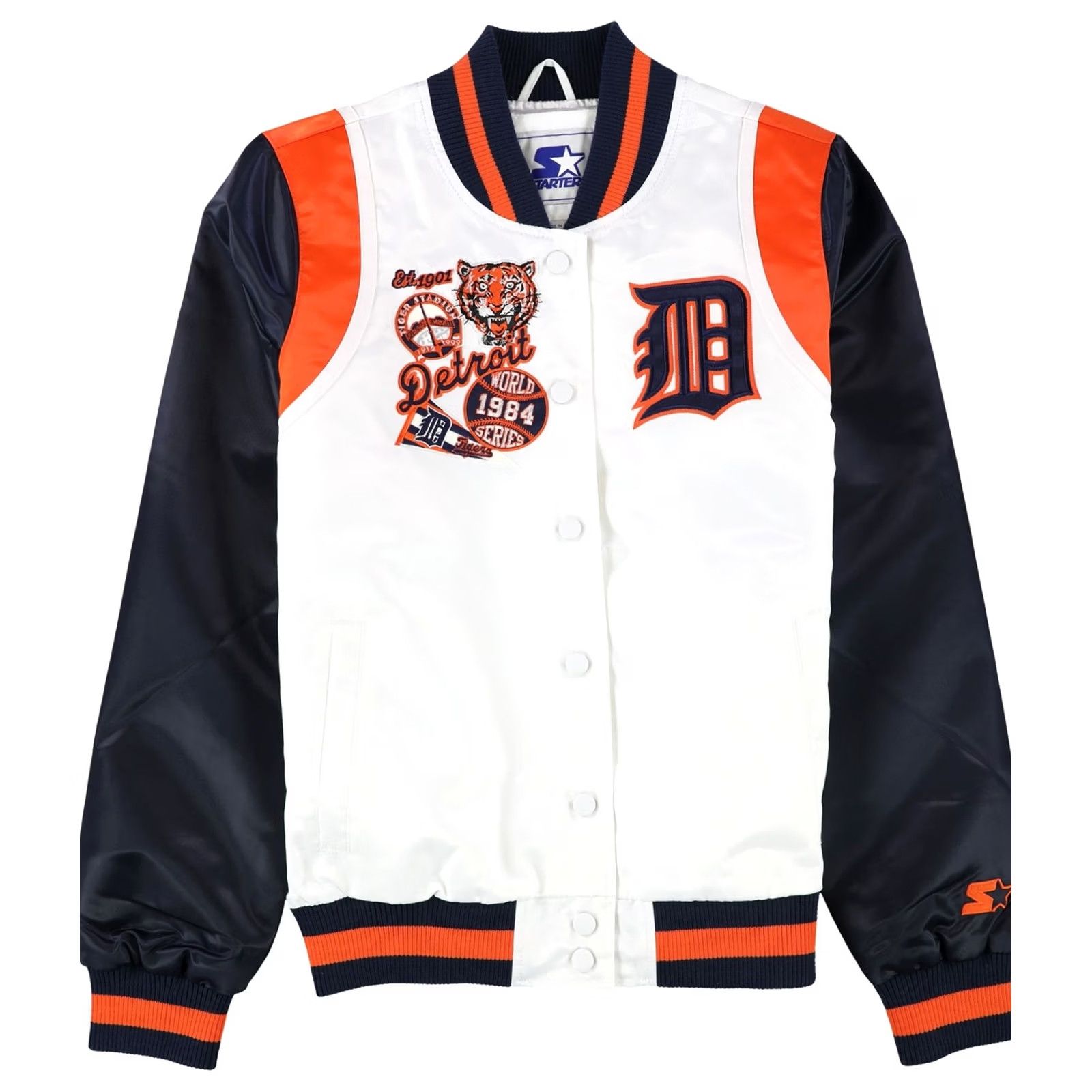 Starter STARTER Womens Detroit Tigers Varsity Jacket, Multicolor, Medium Size M / US 6-8 / IT 42-44 - 2 Thumbnail