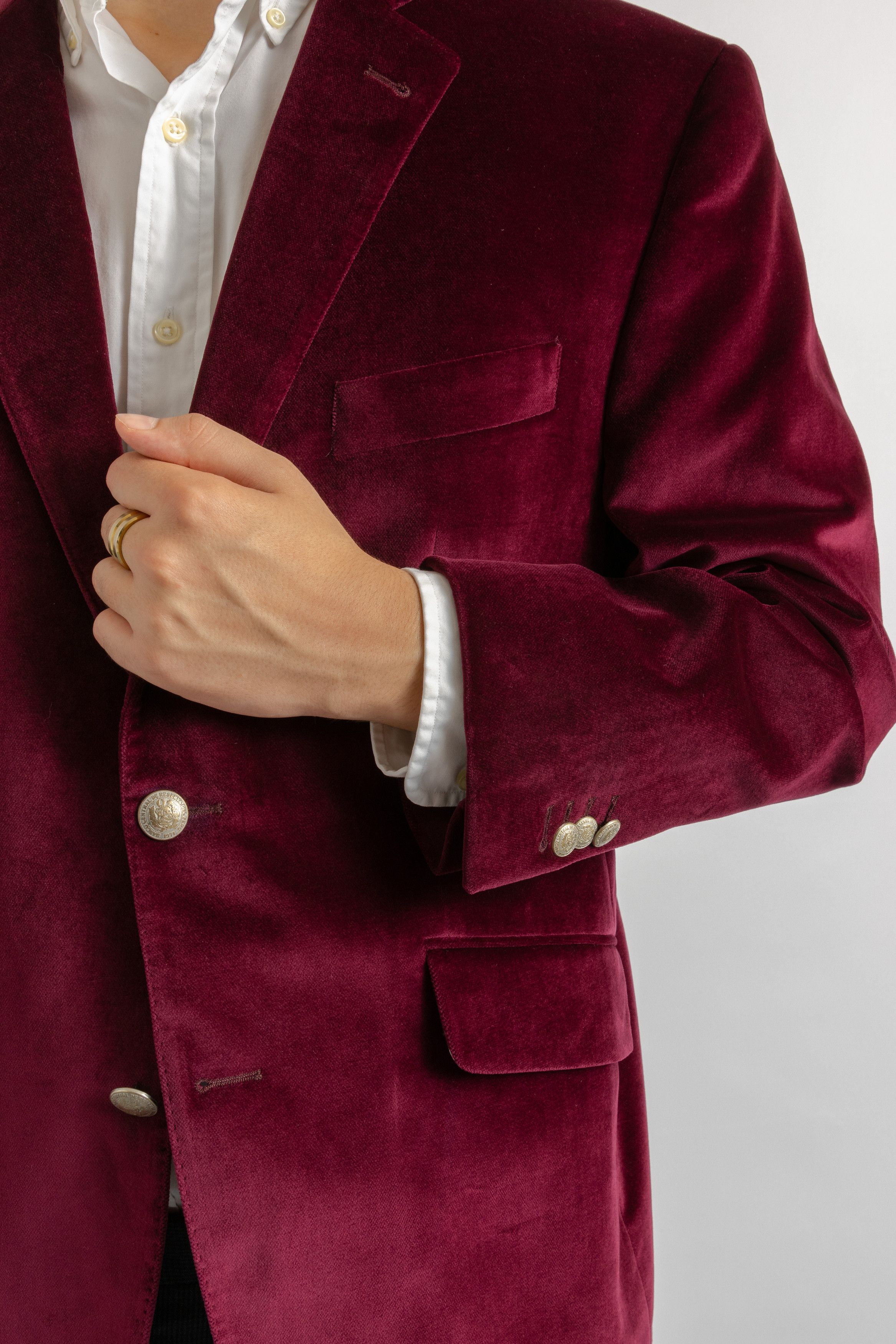 SCABAL Scabal Burgundy Men's Jacket Velvet Blazer 8719 Size US L / EU 52-54 / 3 - 7 Thumbnail