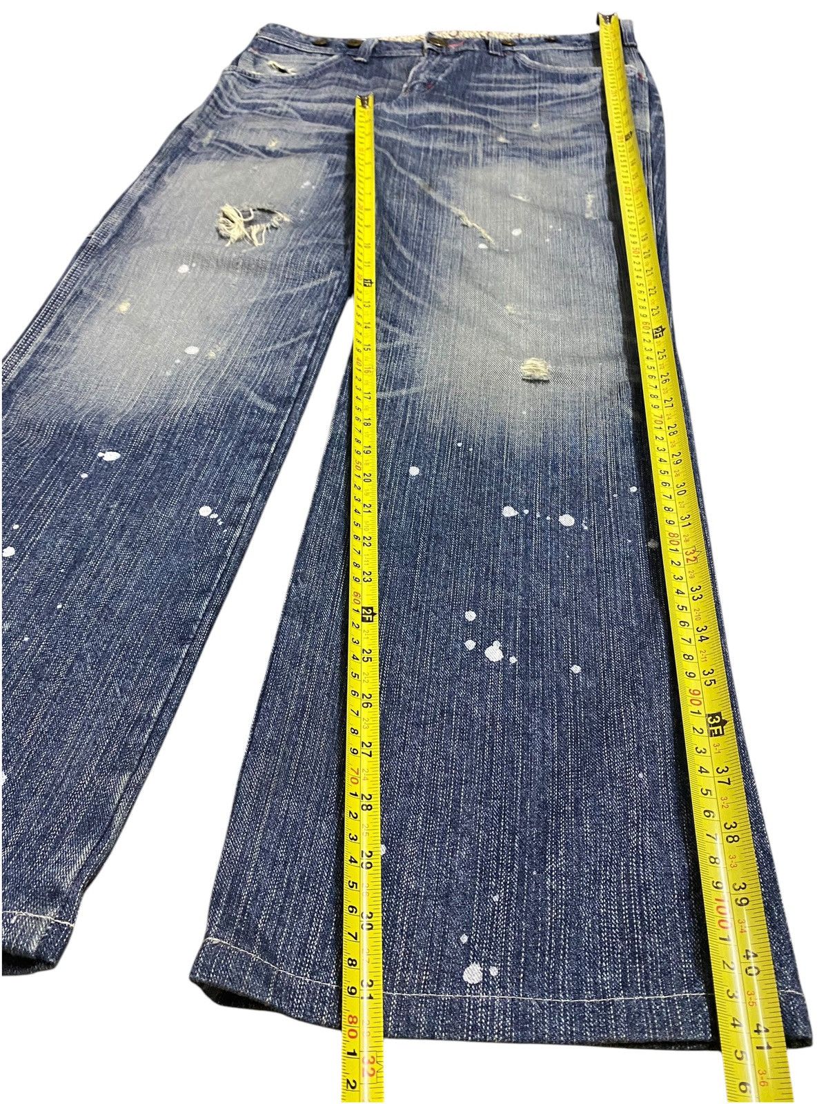 Edwin Vintage Japanese Brands Splatter Distressed Baggy Jeans Size US 35 - 21 Thumbnail