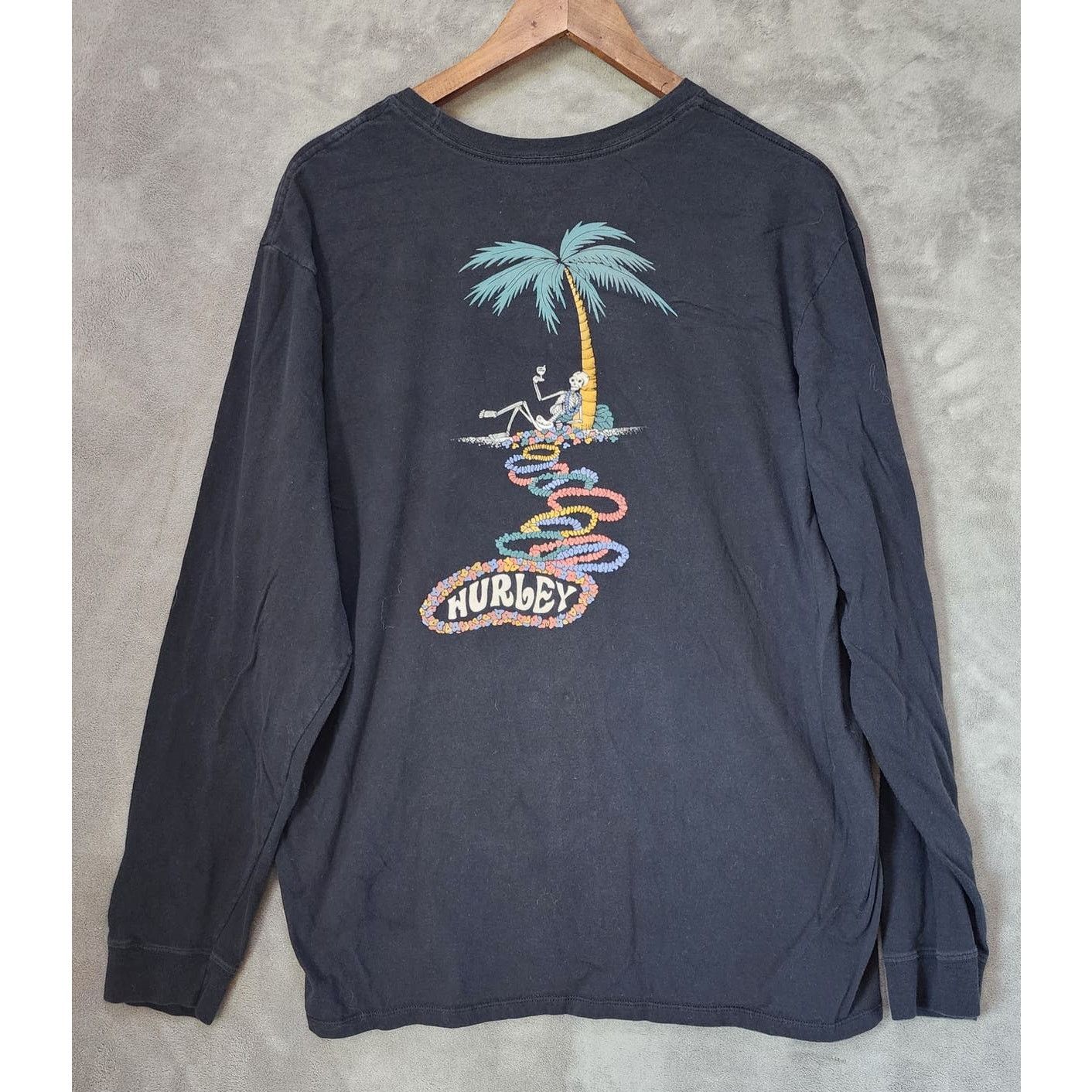 Hurley Hurley Men's XL Black Long Sleeve Shirt, Skeleton Palm Tree Size US XL / EU 56 / 4 - 1 Thumbnail