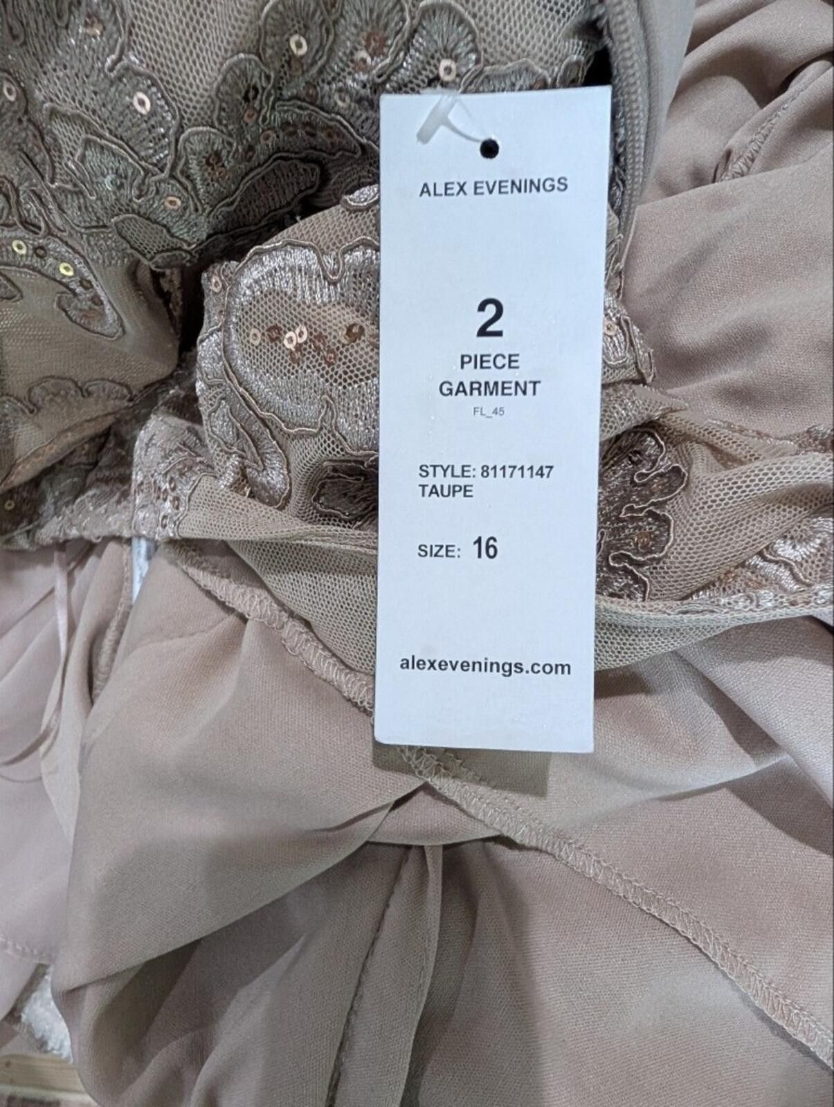 Other Alex Evenings Blush Taupe Beaded Lace Sheath Size ONE SIZE - 3 Thumbnail