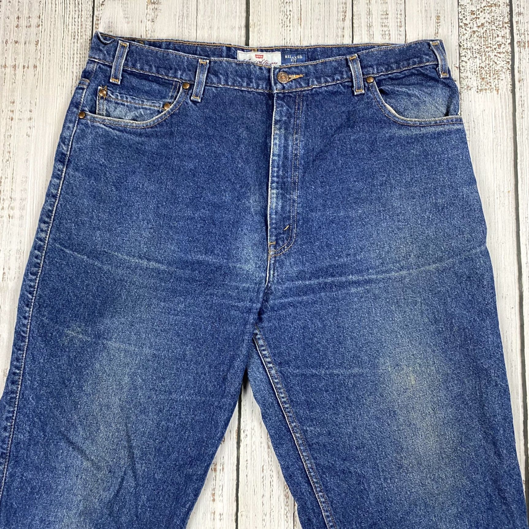 Vintage VINTAGE Levi Signature 545 Jeans Denim Blue Dark Wash 1995 Brown Tab Adult 40x32 Mens Blue jeans 90s Brown Tab Size US 40 / EU 56 - 2 Thumbnail