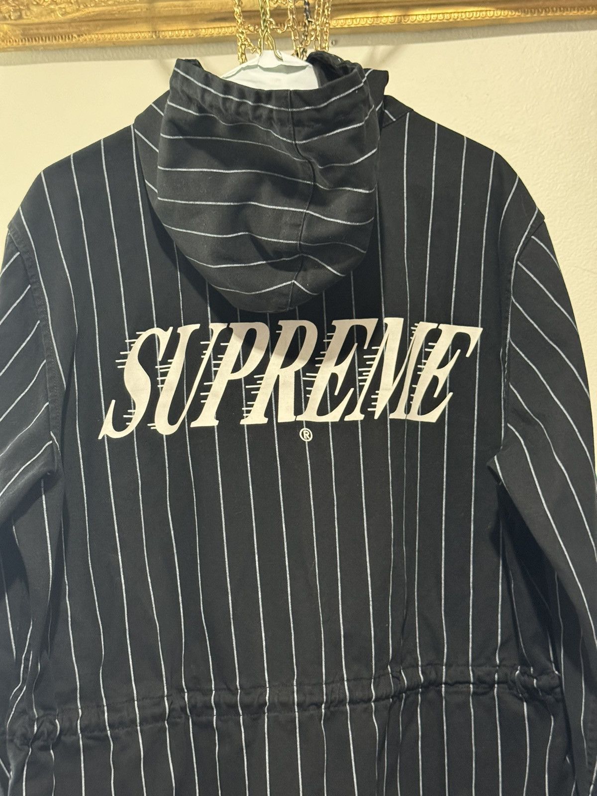Supreme Supreme Pinstrip Twill Parka Medium Black Size US M / EU 48-50 / 2 - 6 Thumbnail