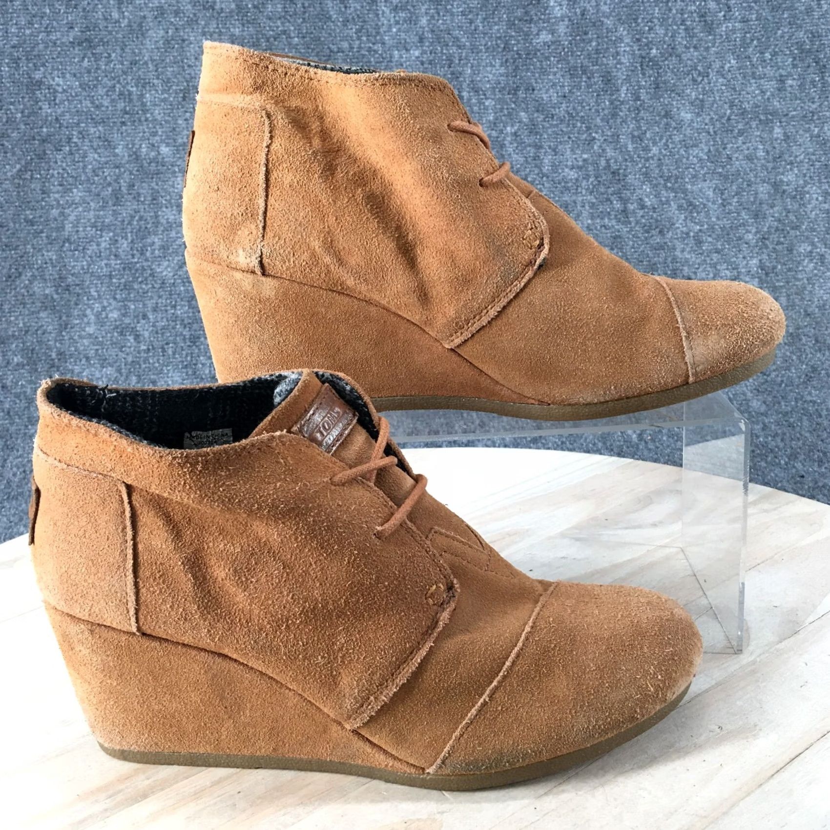Toms TOMS Boots Womens 9 Two Eye Desert Wedge Ankle Bootie Brown Suede Lace Up Casual Boots Shoe Women 9 Brown Suede Wedge Ankle Bootie TOMS Size US 9 / IT 39 - 2 Thumbnail