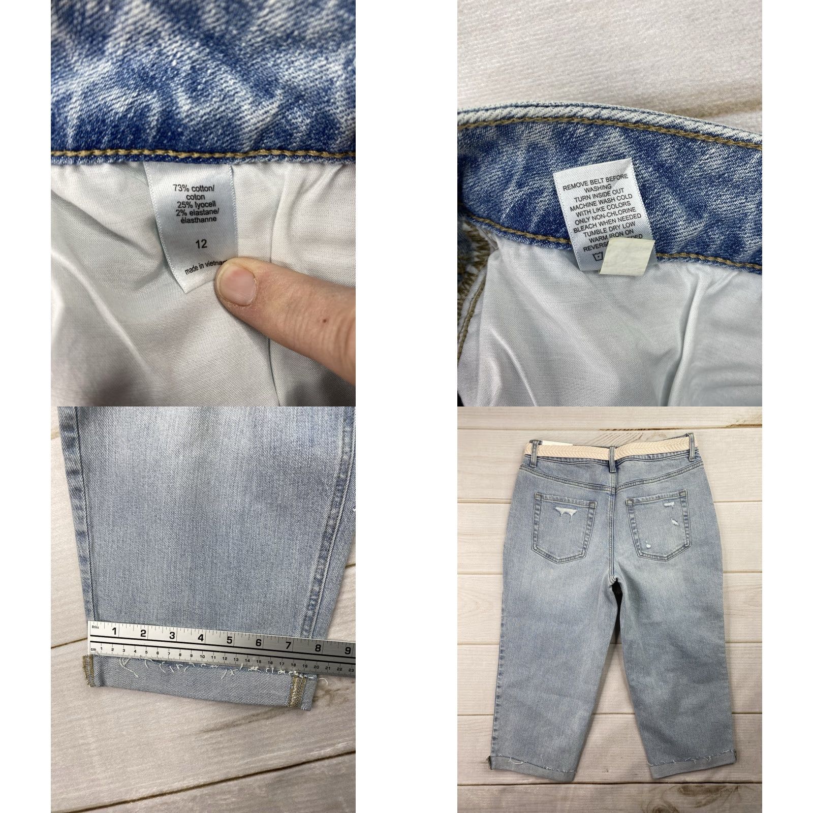 Vintage Maurices Jeans NWT 12 Straight Crop Original Fit Mid Rise Stretch Blue Denim Women 5-Pocket Cropped Size 34" / US 12 / IT 48 - 8 Thumbnail