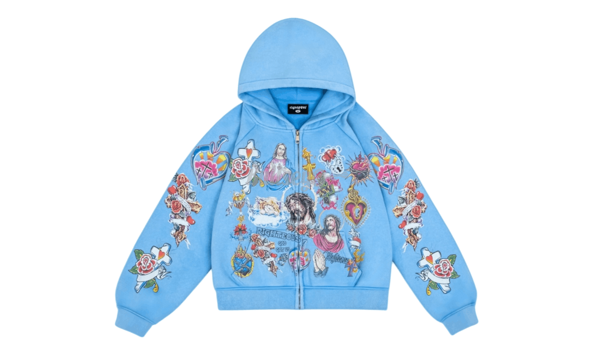 Other We Are Righteous Risen King Blue Cropped Zip-Up Hoodie Size US M / EU 48-50 / 2 - 1 Thumbnail
