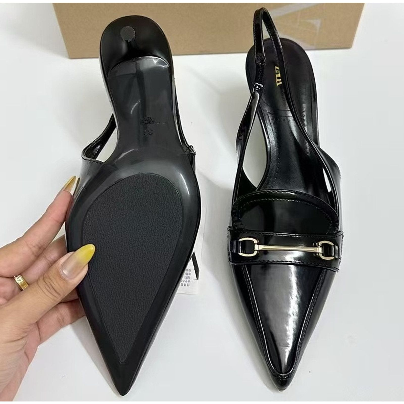 Zara ZARA Black Embellished Slingbacks NWT Size US 10 / IT 40 - 15 Thumbnail
