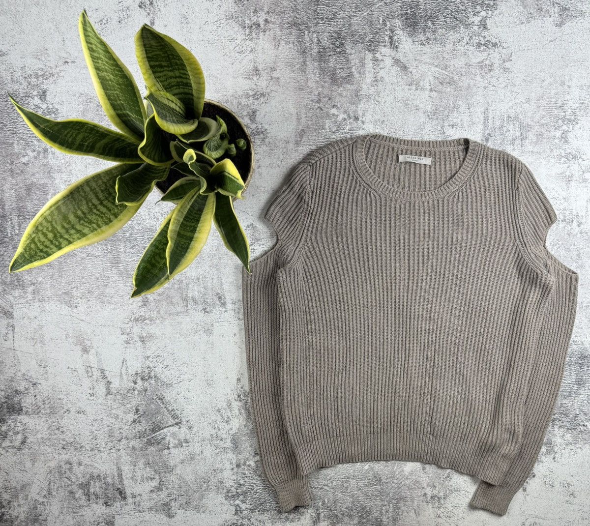 Allsaints AllSaints Ria Jumper Large Knited Beige Cotton Sweatshirt Sweater Pullover Size US L / EU 52-54 / 3 - 1 Thumbnail