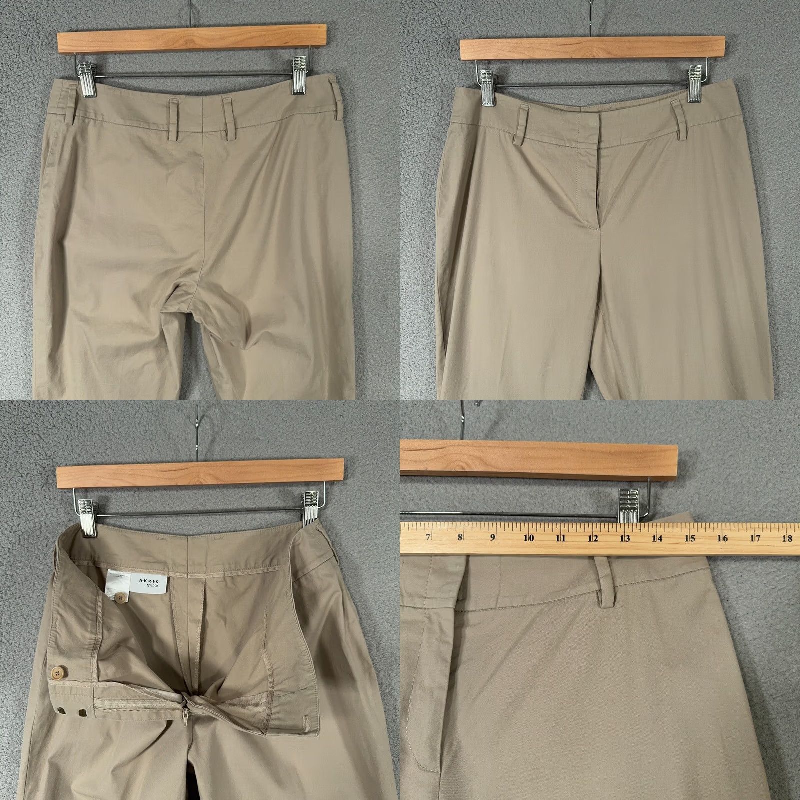 Vintage Akris Punto Pants Womens 8 Beige Flat Front Chino Lightweight Stretch Flawed Size 30" / US 8 / IT 44 - 8 Thumbnail