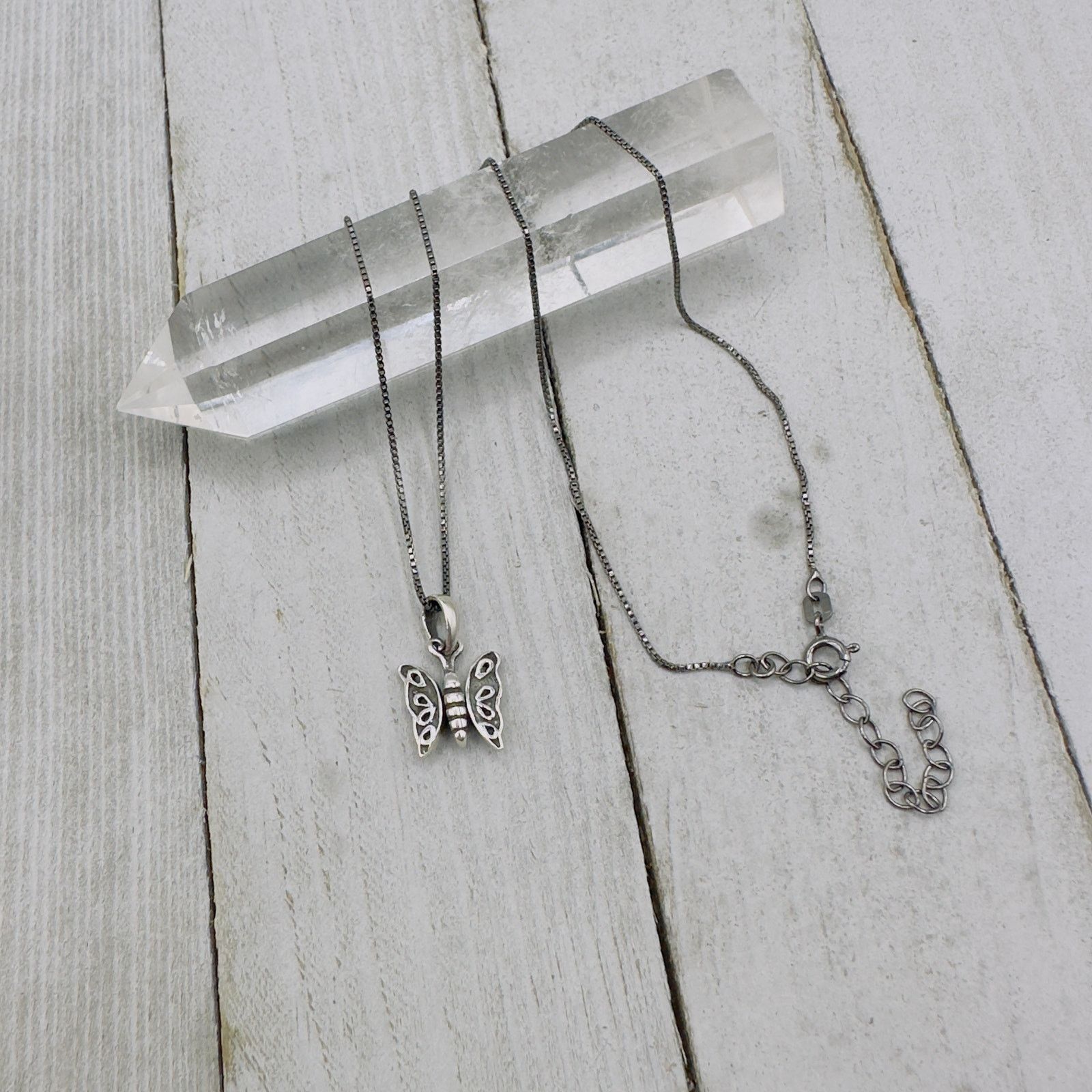 The Unbranded Brand Sterling Silver Butterfly Necklace Black Rhodium Chain Size ONE SIZE - 2 Thumbnail