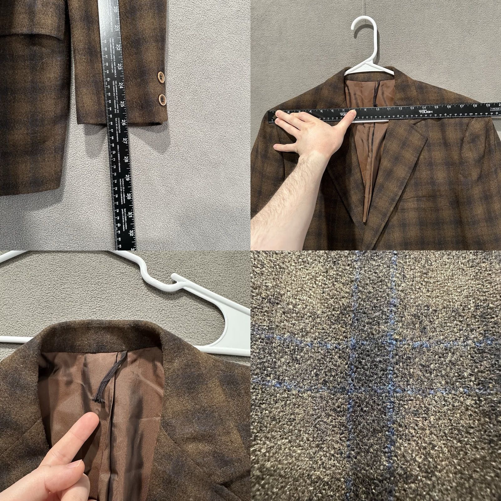 Vintage Towncraft Sport Coat Mens 44R Brown Plaid Wool Blazer Jacket Size 44R - 9 Thumbnail