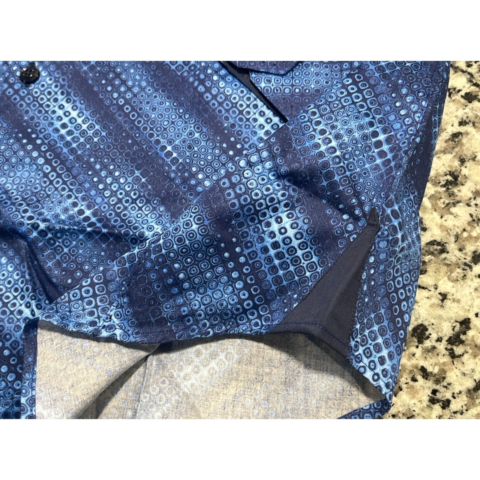 Vintage Absolute Rebellion Shirt Mens Medium Blue Geometric Slim Fit Long Sleeve Button-Up Shirt Size US M / EU 48-50 / 2 - 2 Thumbnail