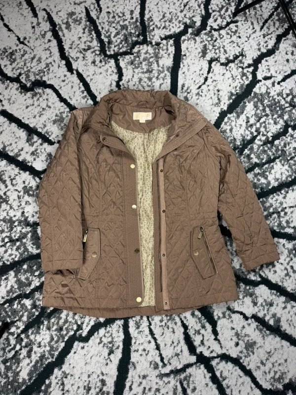 Michael Kors Michael Kors Beige Brown Quilted Jacket L Size L / US 10 / IT 46 - 1 Thumbnail