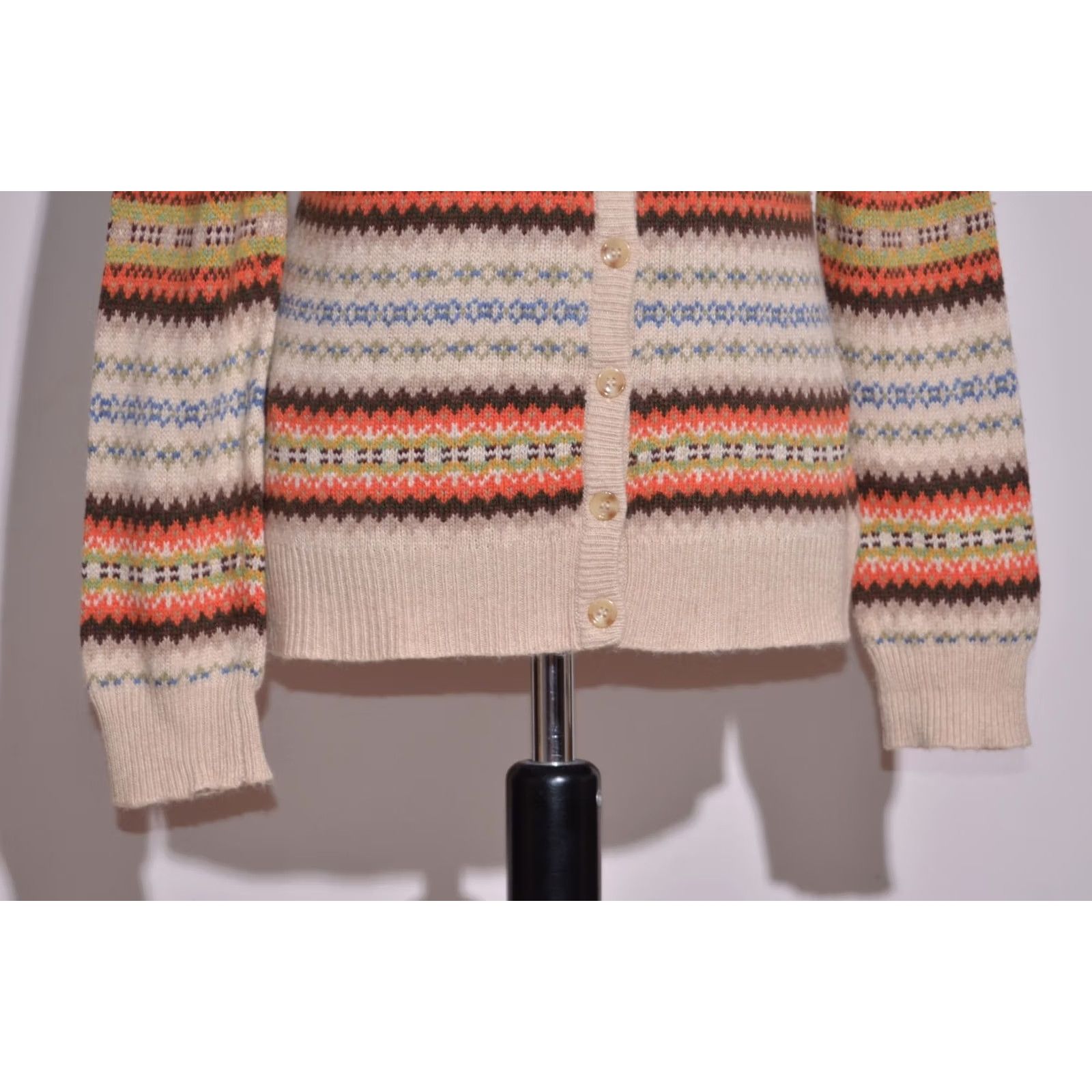 Gant GANT Cardigan Jumper Women’s Wool Blend Fair Isle Beige XL V-Neck Size XL / US 12-14 / IT 48-50 - 3 Thumbnail