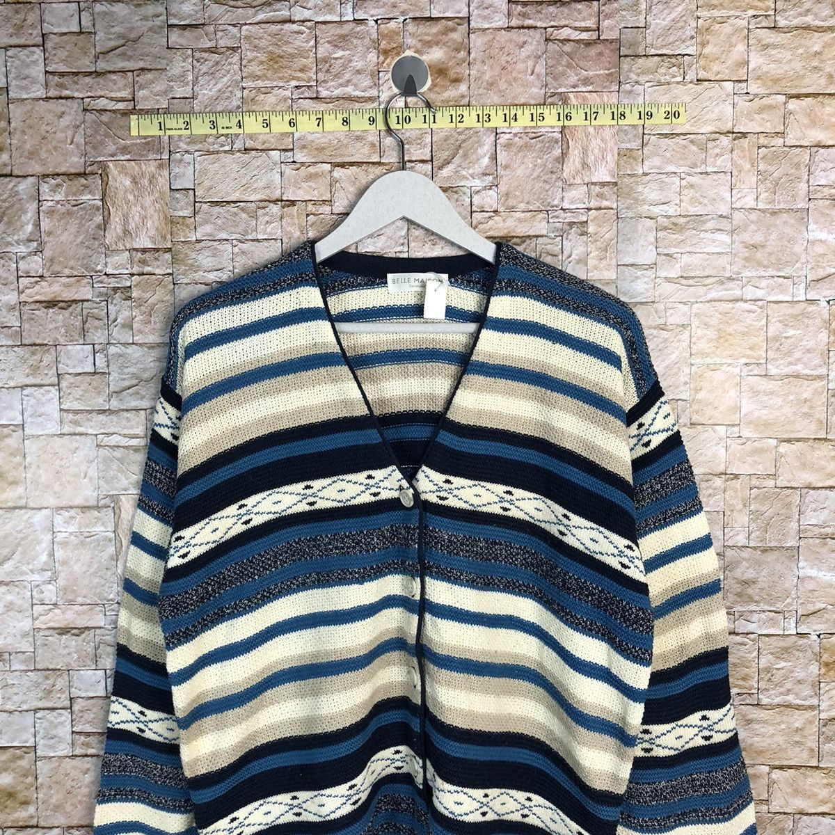 Homespun Knitwear × Japanese Brand Belle Maison senshukai japan Blue Cardigan knitwear #A227 Size US L / EU 52-54 / 3 - 2 Thumbnail