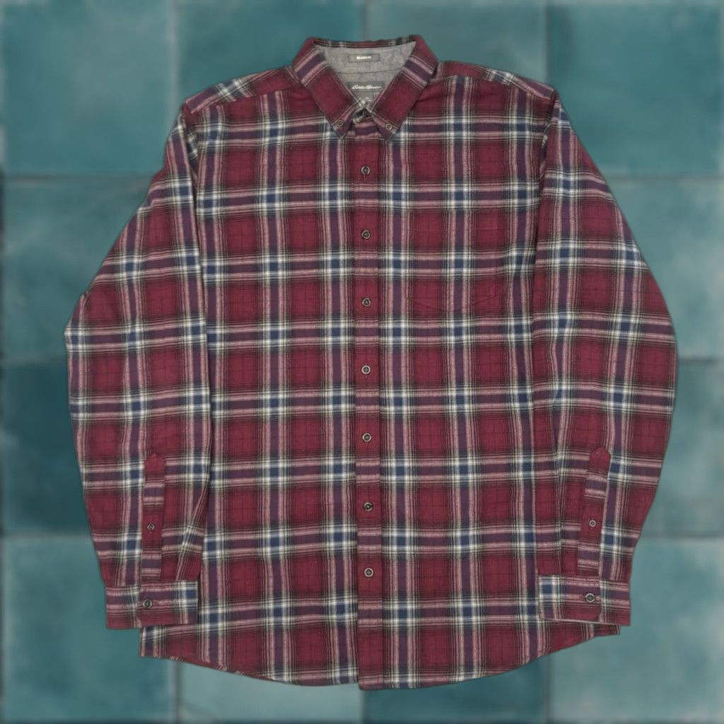 Eddie Bauer VINTAGE Eddie Bauer Red White Mens TL Relaxed Fit Plaid Tartan Flannel Button Down Shirt Size US L / EU 52-54 / 3 - 1 Thumbnail
