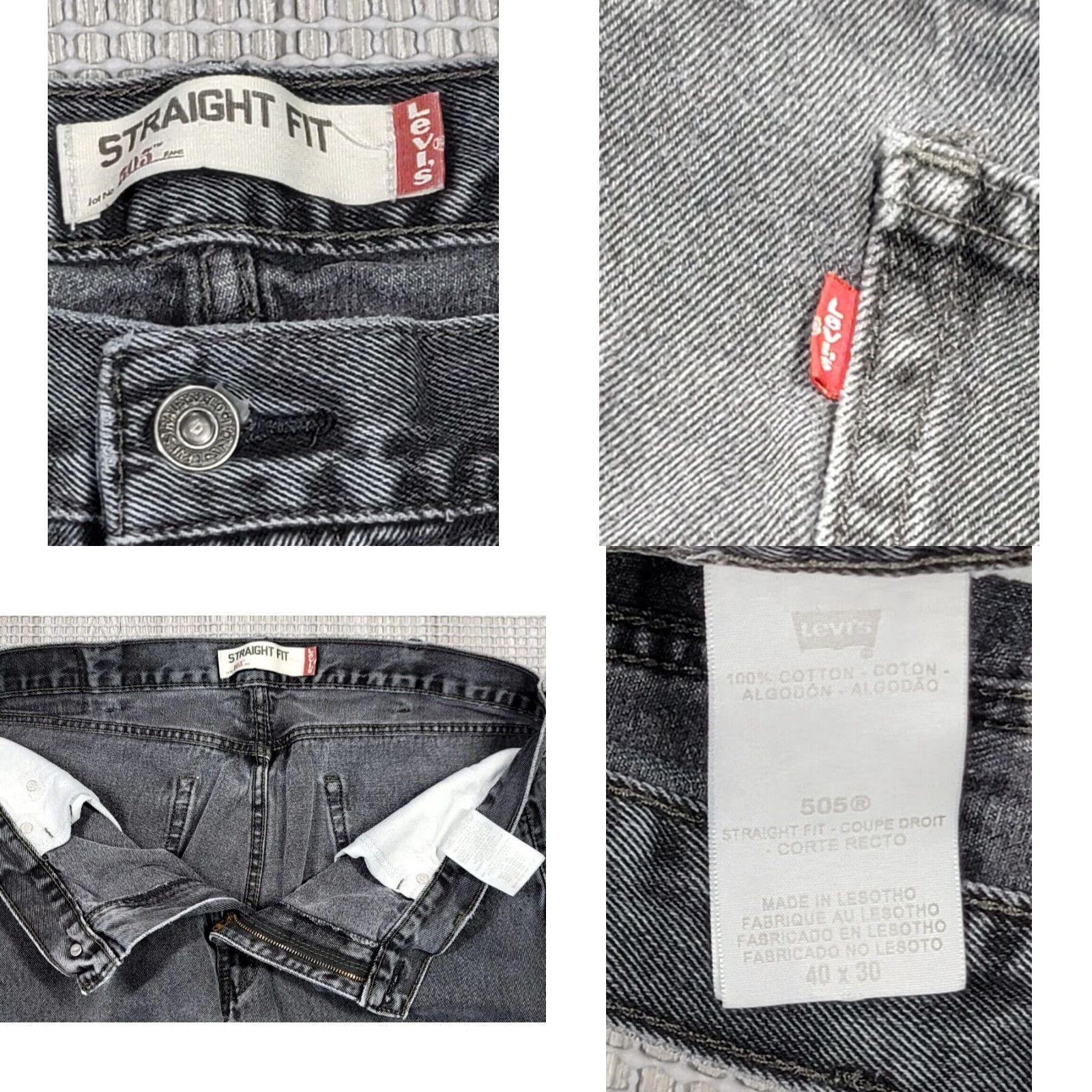 Levi's VINTAGE Levi's 505 Jeans Mens 40x30 Black Distress Straight Leg Y2K Denim Shirt? Size US 40 / EU 56 - 8 Thumbnail