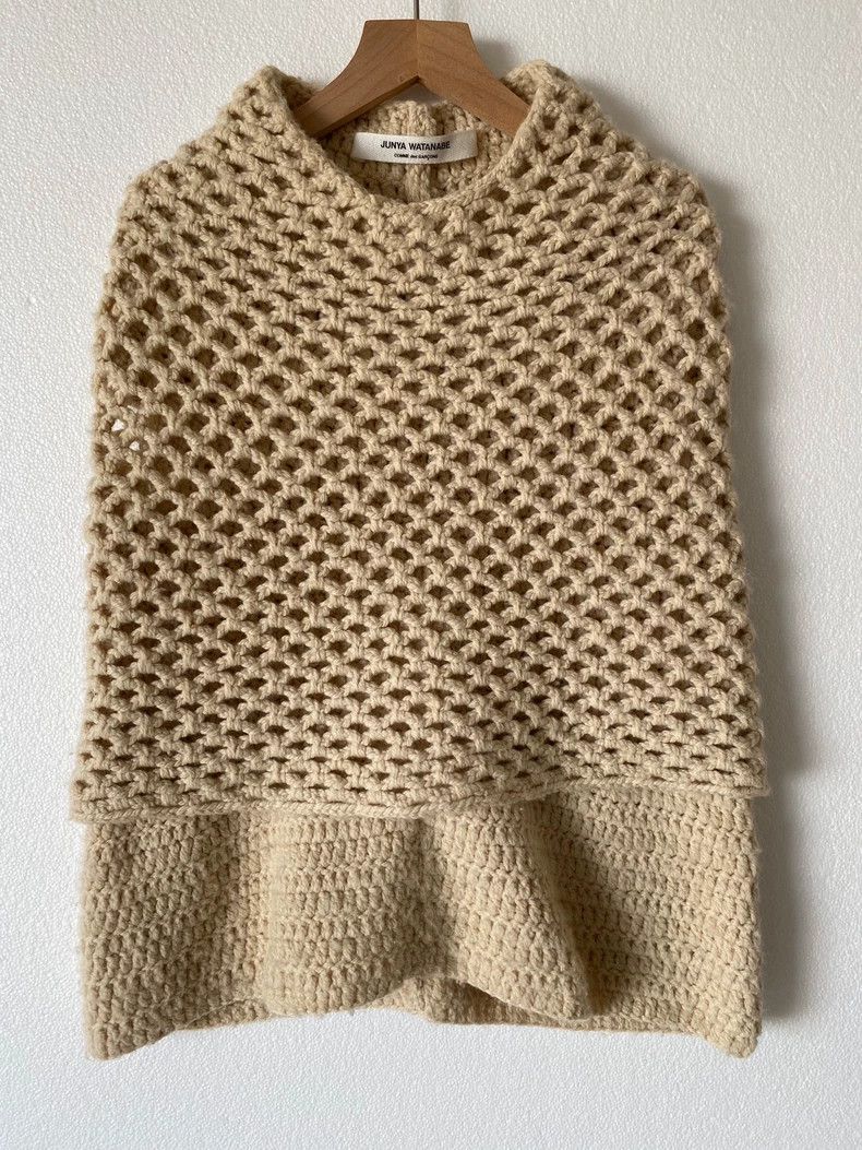 Junya Watanabe Junya Watanabe Cream Wool Knitted Cape Size US L / EU 52-54 / 3 - 1 Thumbnail