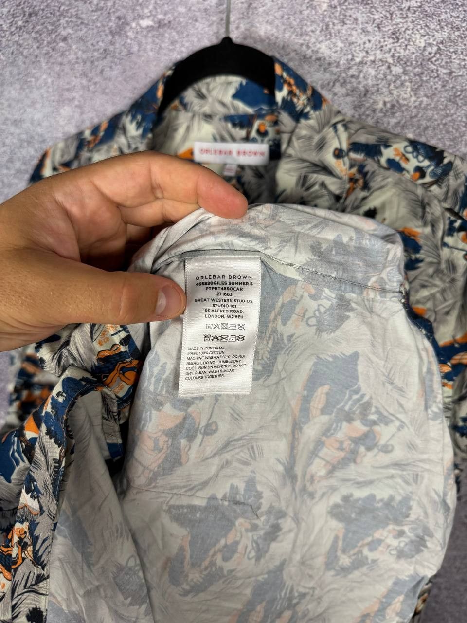 Orlebar Brown Orlebar Brown Shirt Men's Large Alloy Aqua Giles Print Size US L / EU 52-54 / 3 - 9 Thumbnail