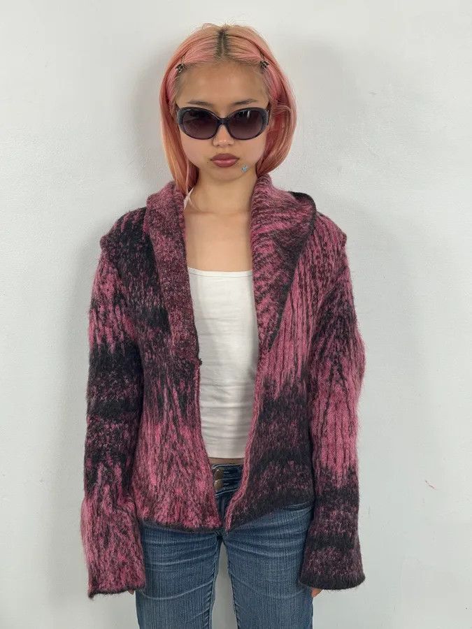 Roberto Cavalli 2000s Roberto Cavalli Pink & Purple Abstract Cardigan Size M / US 6-8 / IT 42-44 - 2 Thumbnail
