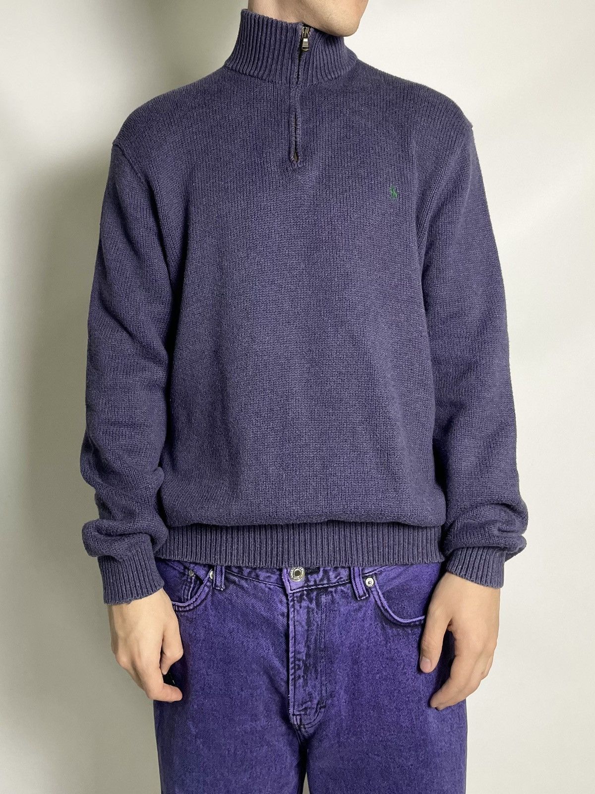 Polo Ralph Lauren Vintage 🎆 Polo by Ralph Lauren purple 1/3 zip knit sweater Size US XL / EU 56 / 4 - 10 Thumbnail