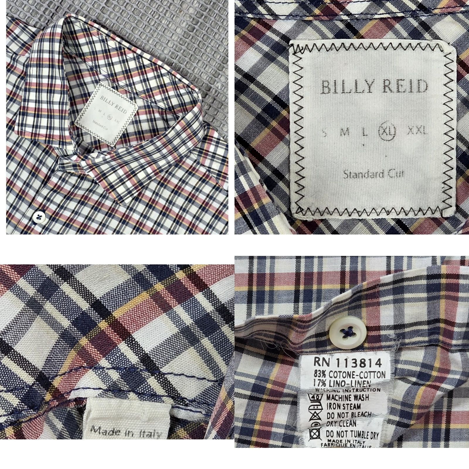Billy Reid Billy Reid Button-Up Shirt XL Multicolor Plaid Long Sleeve Men's Italy Size US XL / EU 56 / 4 - 8 Thumbnail