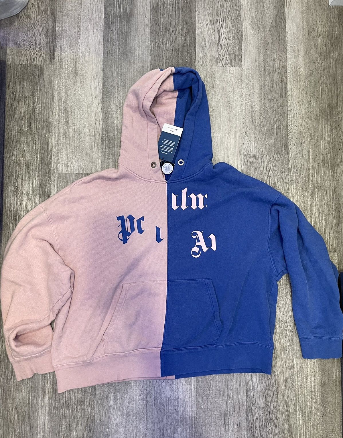 Image of Palm Angels Palm Angles Broken Logo Hoodie Blue/pink, Men's (Size 2XL)