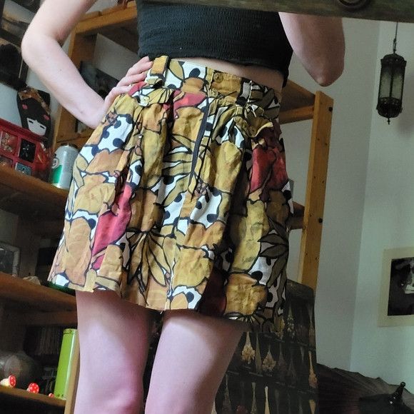Vintage Vintage High Rise Mini Skirt Red Cardinal Print - Size 6 Size 26" / US 2 / IT 38 - 5 Thumbnail