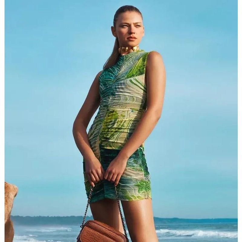 zara green collar dress ZARA. Green die-cut dress T.xs – Hibuy market main image 0