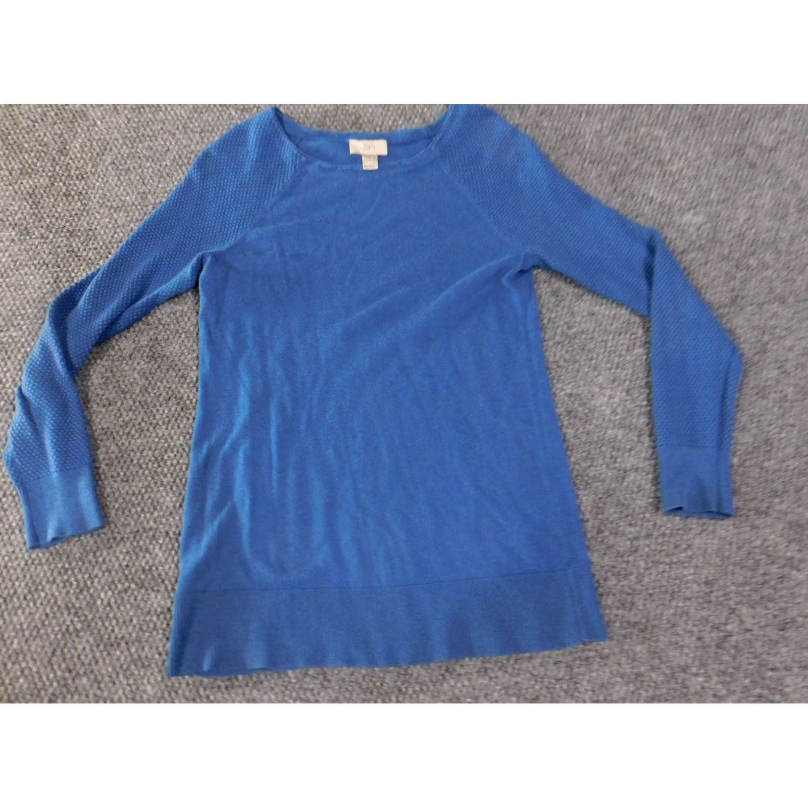 Loft VINTAGE Loft Sweater Womens Small Blue Long Sleeve Textured Knit Pullover Size M / US 6-8 / IT 42-44 - 3 Thumbnail