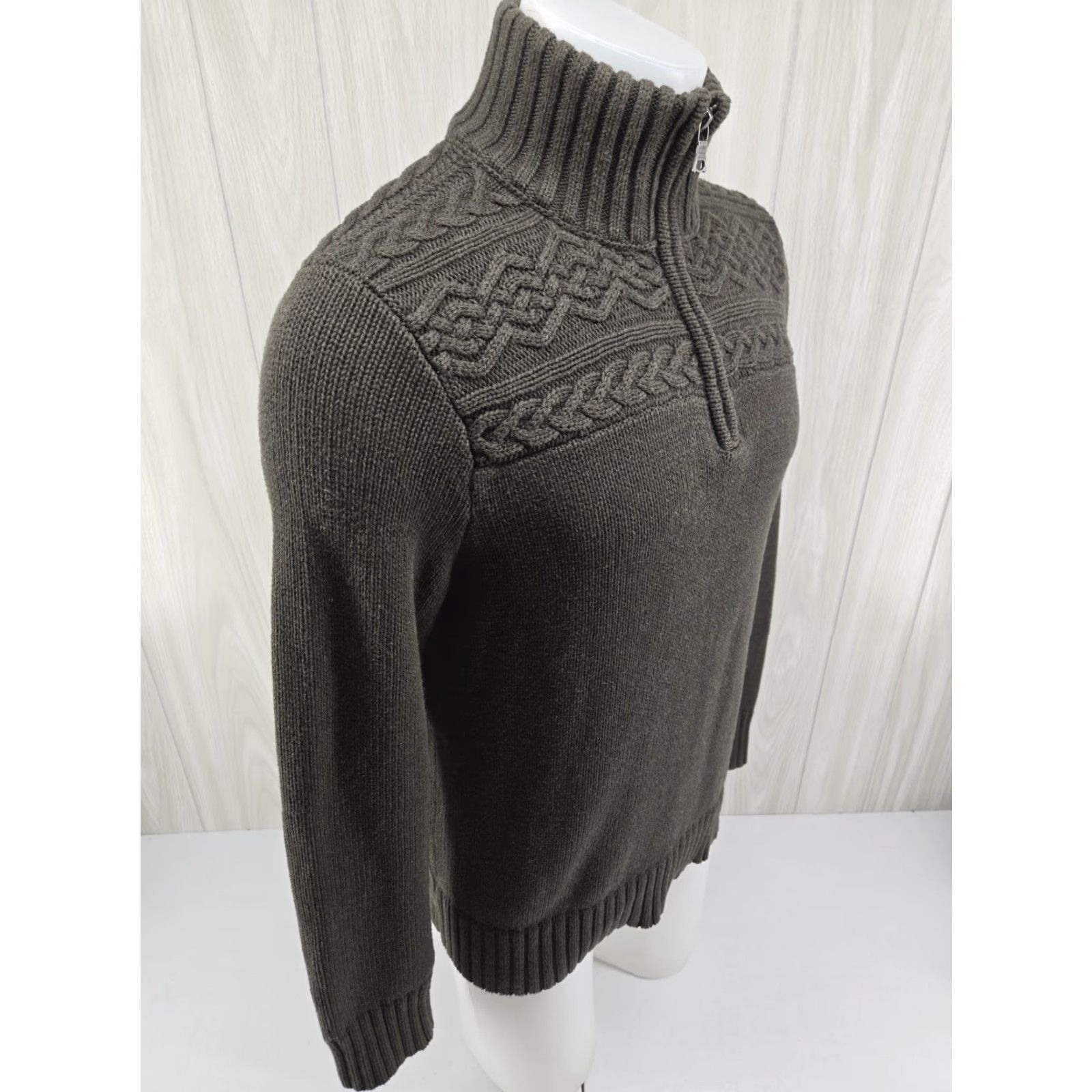 Banana Republic Banana Republic Sweater Pullover 1/4 Zip Mens Medium Green Mock Neck Cable Knit Knitwear Holiday Casual Business Size US M / EU 48-50 / 2 - 6 Thumbnail